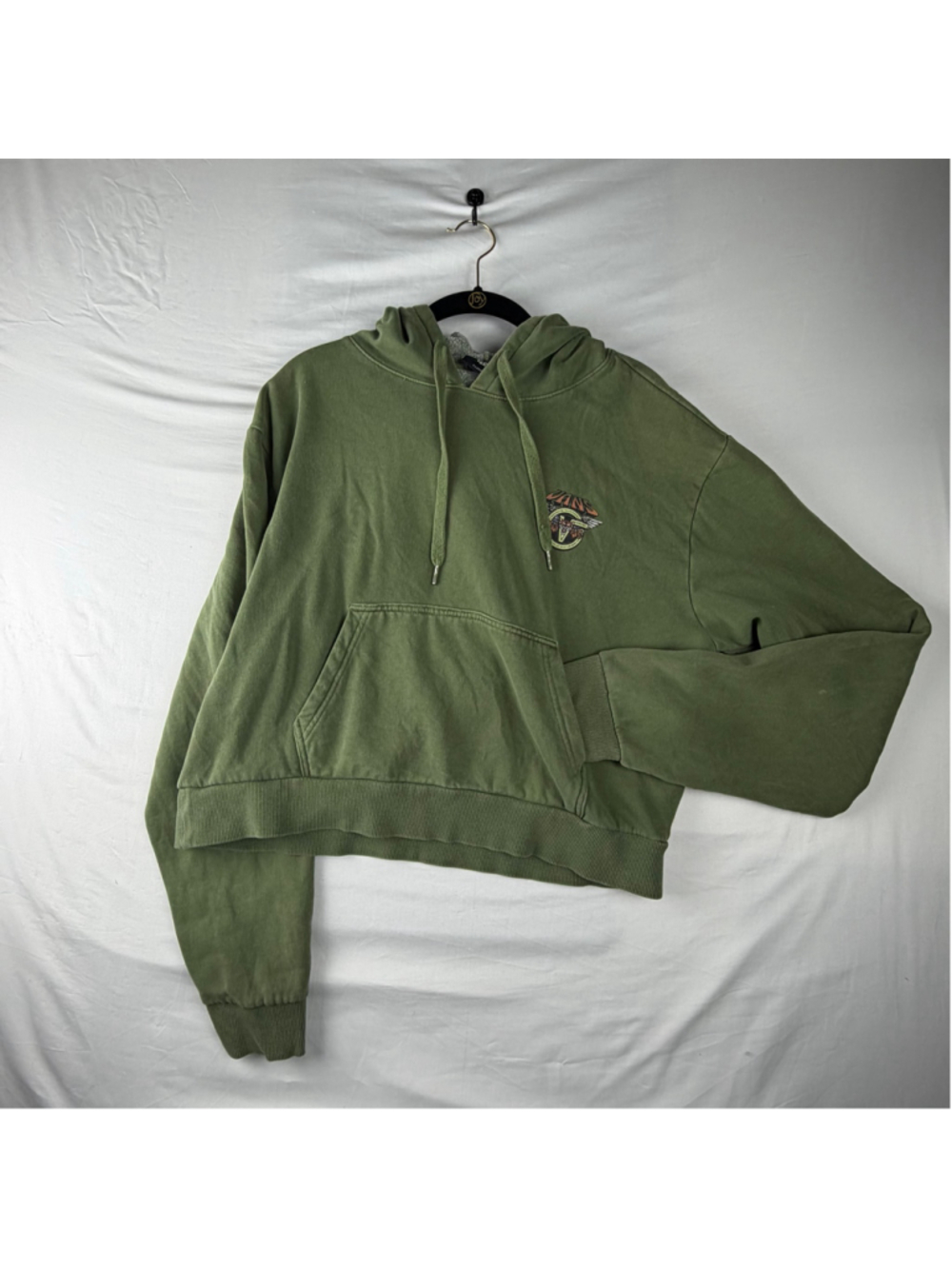 Vans Off The Wall Tour 66 Tiger Cropped Hoodie Green Juniors XL Graphic Fleece